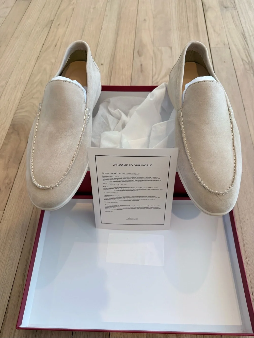 Men's Slip-On Suede Loafers in Ivory NWT